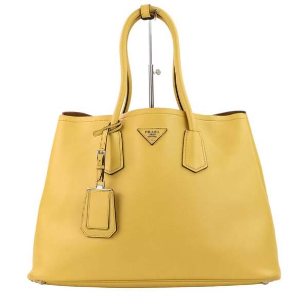 Prada Accessories - PRADA Citycalf Leather Tote Bag BR5070 Yellow